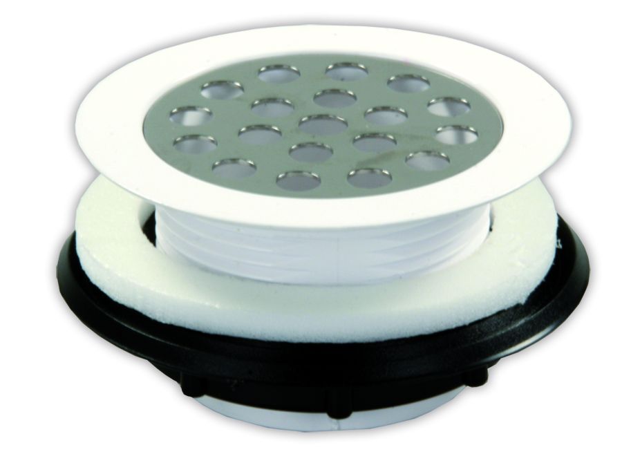 JR PRODUCTS 95155 Shower Strainer with Grid - White