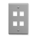 ICC IC107F04GY Face Plate Flat 1-Gang 4-Port Grey