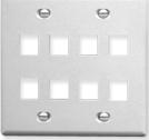 ICC IC107FD8-WH FACE PLATE, DOUBLE GANG,8 PORT WHITE