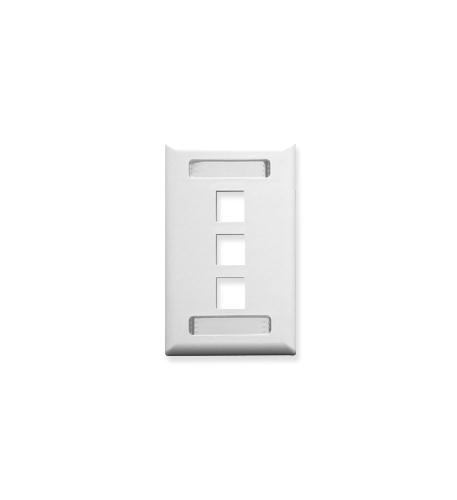 ICC IC107S03WH FACEPLATE, ID, 1-GANG, 3-PORT, WHITE