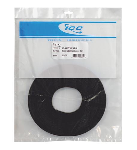 ICC ICACSV75BK Velcro Tie Bulk 75ft - Black