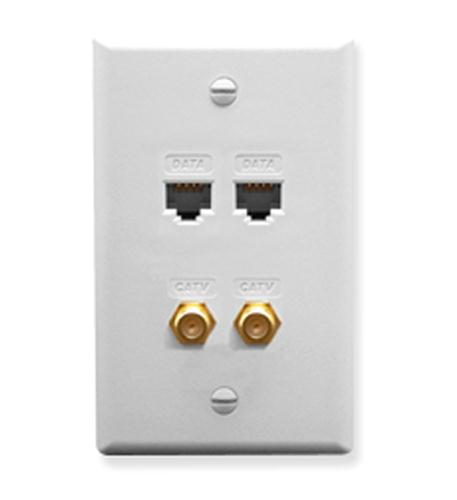 ICC ICRDS2F5WH FACEPLATE IDC 2 DATA and 2 F TYPE WHITE