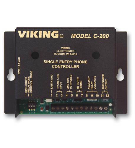 VIKING C-200 Door Entry Control for 4 Entry Phones, Provides CO Sharing, Call Waiting, and One Aux Contact