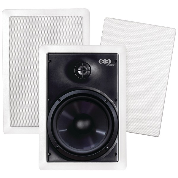 BIC AMERICA M-PRO6W 150-Watt 6.5” Weather-Resistant In-Wall Speakers with Pivoting Tweeters & Metal & Cloth Grilles