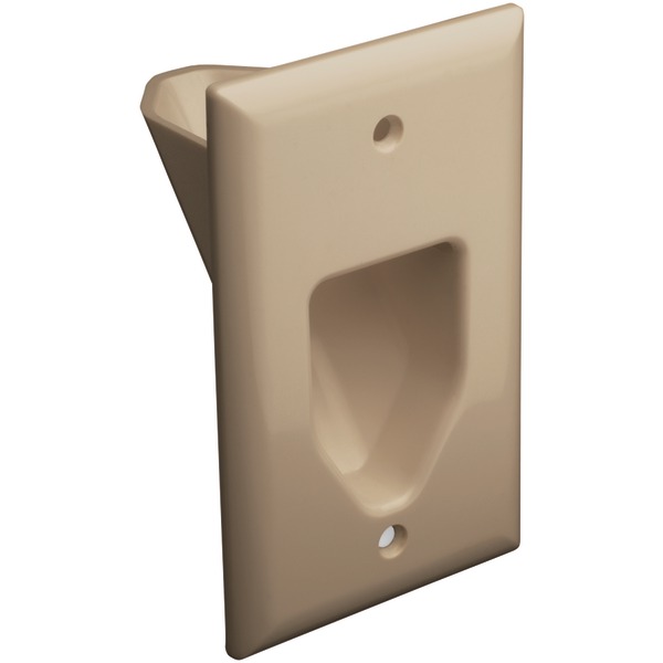 DATACOMM 45-0001-IV 1-Gang Recessed Cable Plate (Ivory)