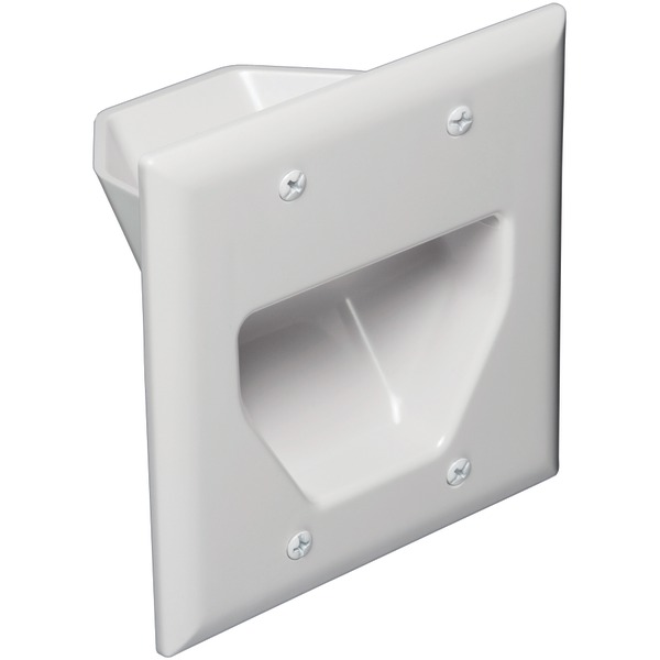 DATACOMM 45-0002-WH 2-Gang Recessed Cable Plate (White)