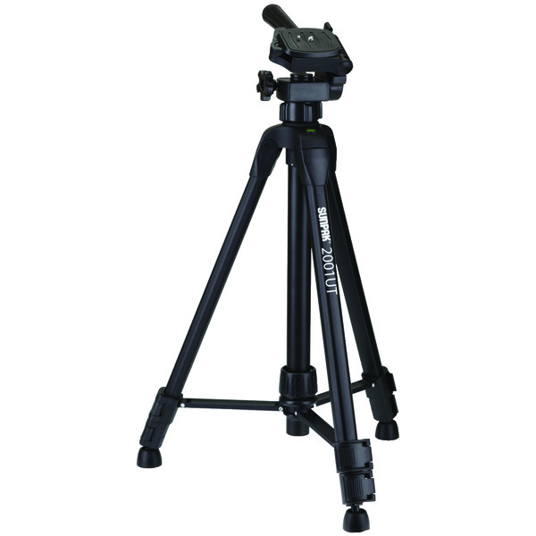 SUNPAK 620-020 Tripod with 3-Way Pan Head (Folded height: 18.5”; Extended height: 49”; Weight: 2.3lbs)