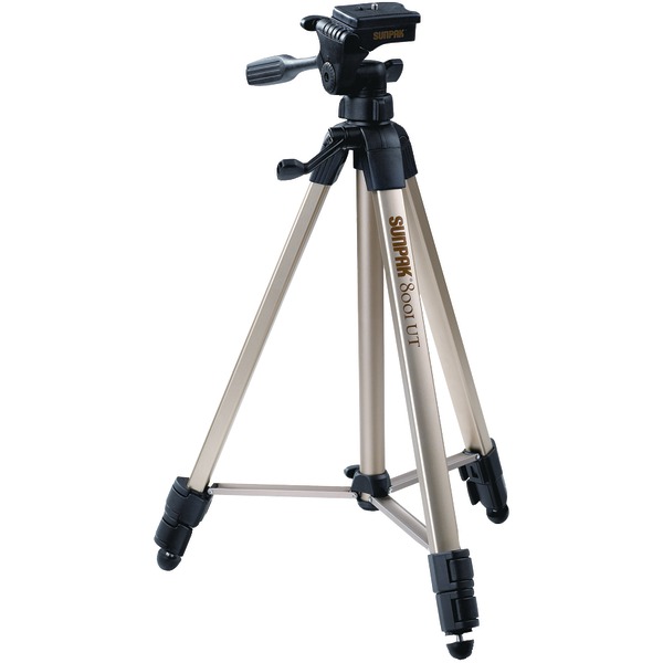 SUNPAK 620-080 Tripod with 3-Way Pan Head (Folded height: 20.8”; Extended height: 60.2”; Weight: 2.3lbs; Includes 2nd quick-release plate)