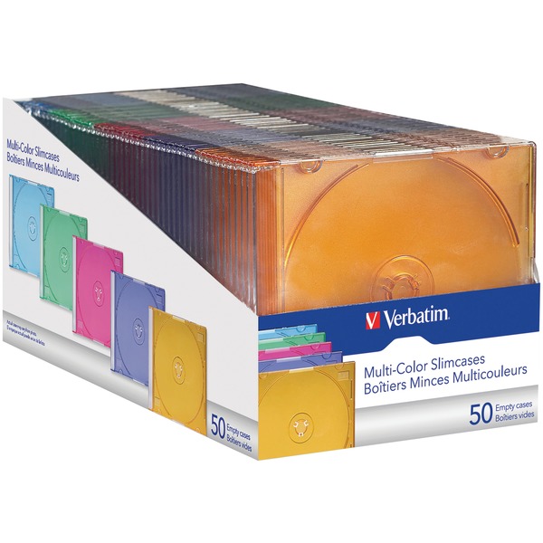 VERBATIM 94178 Color CD/DVD Slim Cases, 50 pk