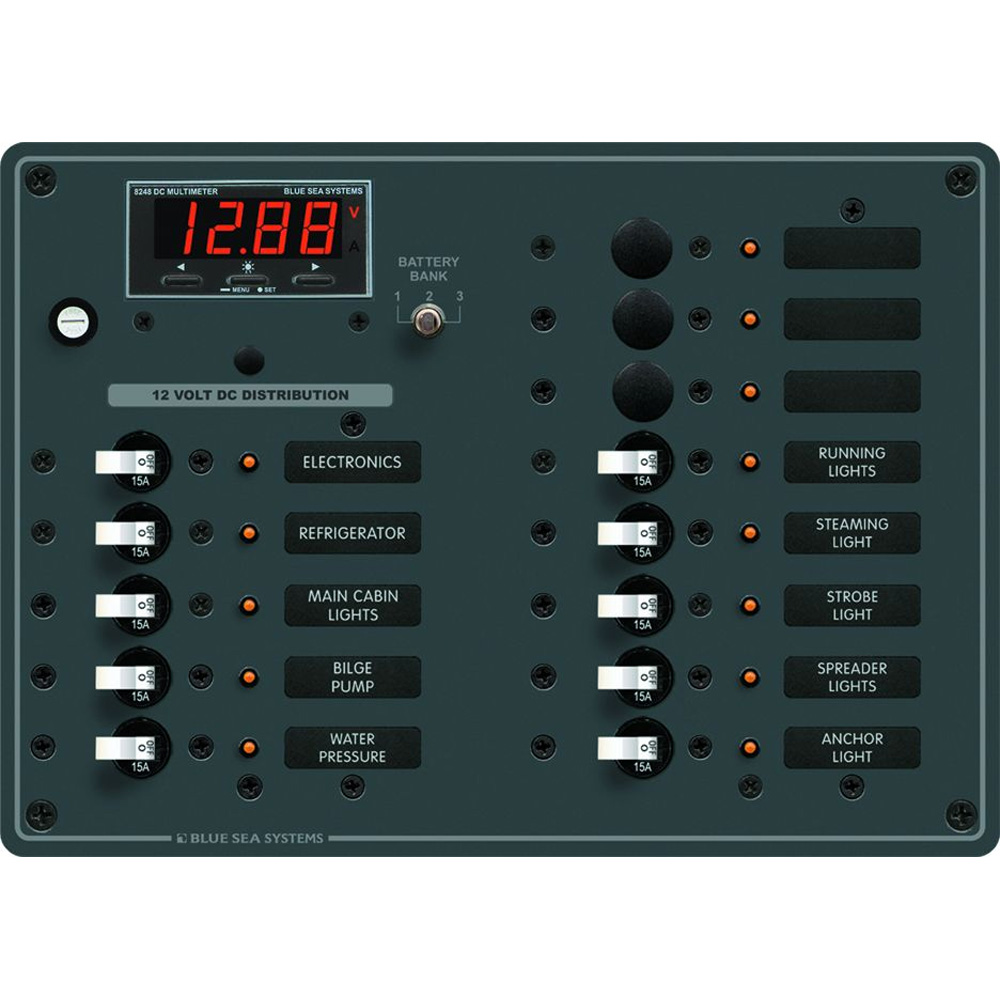 BLUE SEA 8403 DC PANEL 13 POSITION WITH MULTIMETER