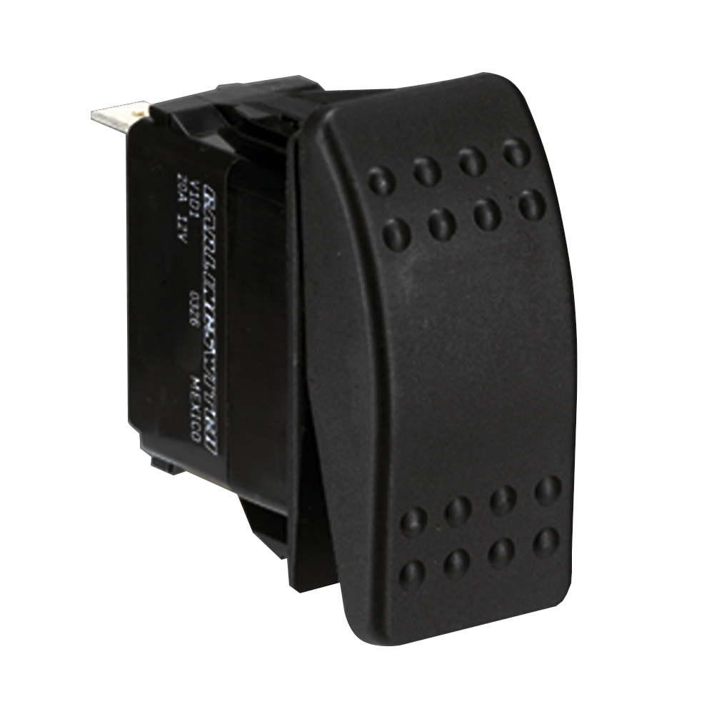 PANELTRONICS 001-699 DPDT ON/OFF/ON WATERPROOF CONTURA ROCKER SWITCH WITH LEDS - BLACK
