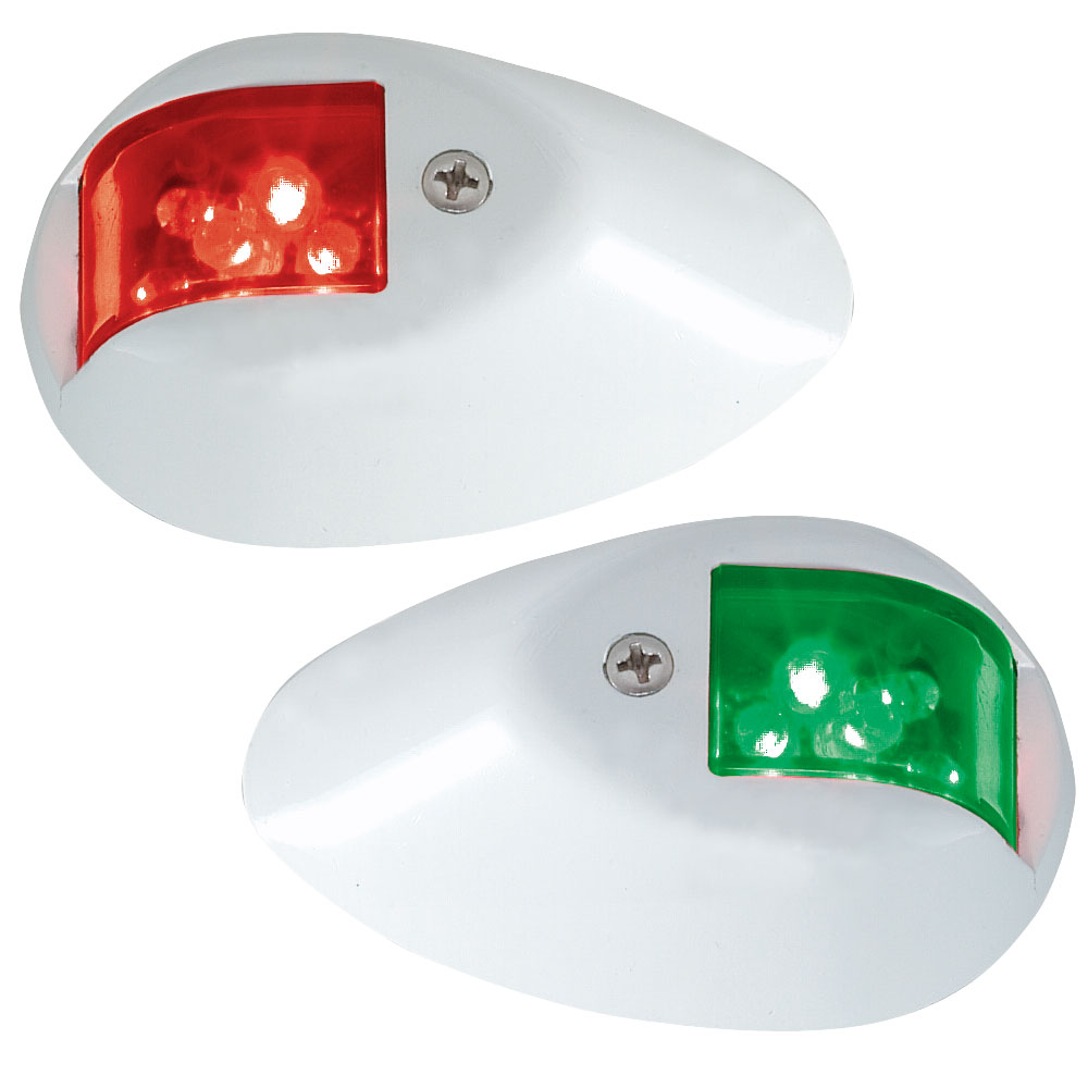 PERKO 0602DP1WHT LED SIDE LIGHTS - RED/GREEN - 12V - WHITE EPOXY COATED HOUSING