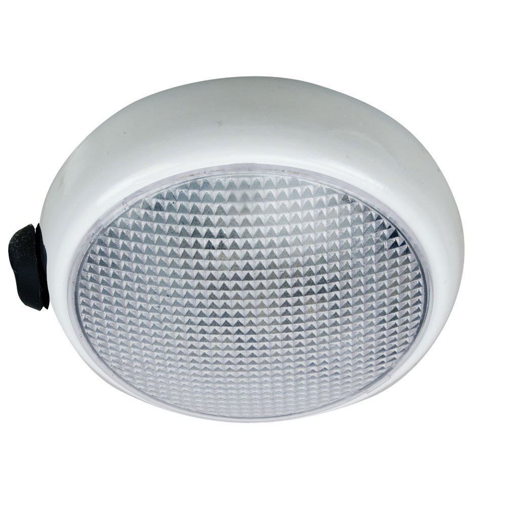 PERKO 1356DP0WHT ROUND SURFACE MOUNT LED DOME LIGHT - WHITE POWDER COAT - WITH SWITCH