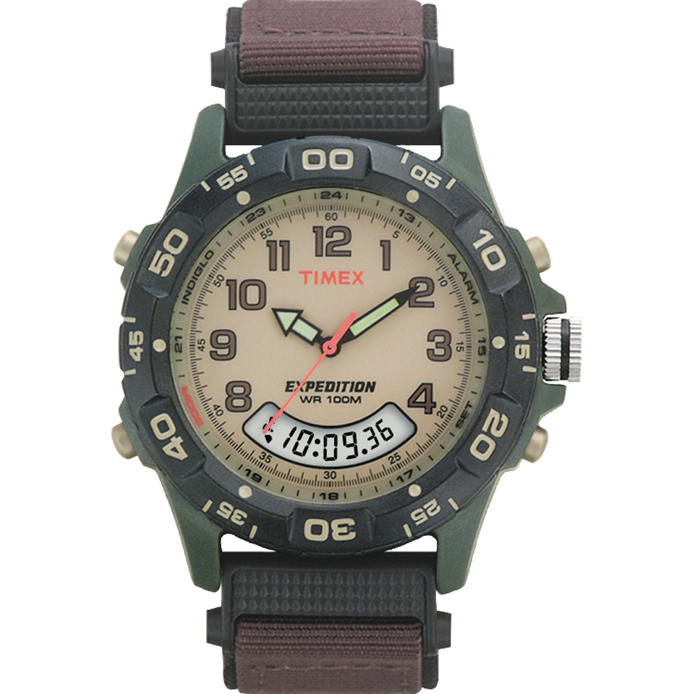 TIMEX T45181 EXPEDITION RESIN COMBO CLASSIC ANALOG GREEN/BLACK/BROWN