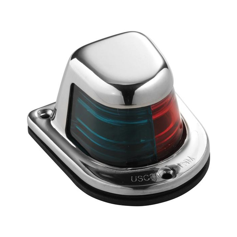ATTWOOD 66318-7 1-MILE DECK MOUNT, BI-COLOR RED/GREEN COMBO SIDELIGHT - 12V - STAINLESS STEEL HOUSING