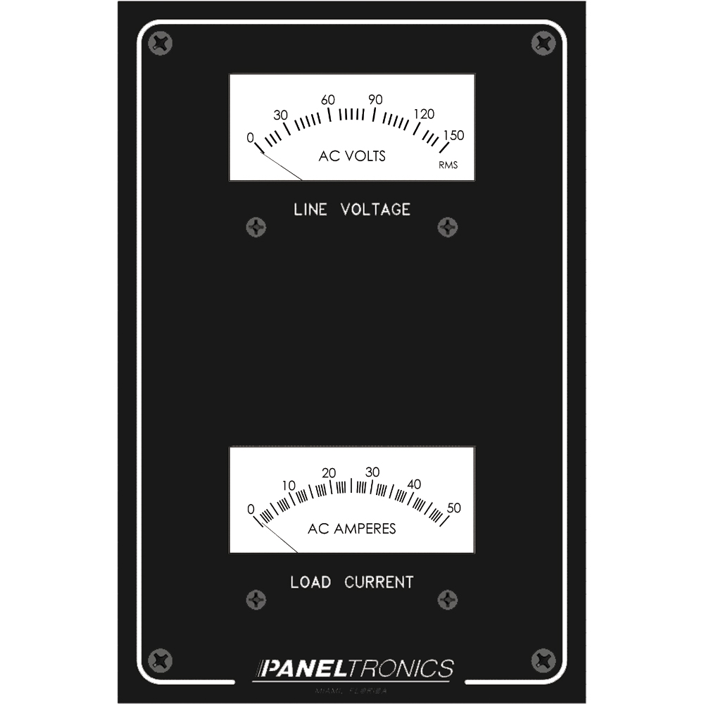 PANELTRONICS 9982304B STANDARD PANEL AC METER - 0-150 AC VOLTMETER & 0-50AMP AMMETER
