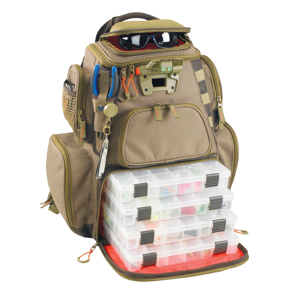 WILD RIVER WT3604 NOMAD LIGHTED TACKLE BACKPACK WITH 4 PT3600 TRAYS