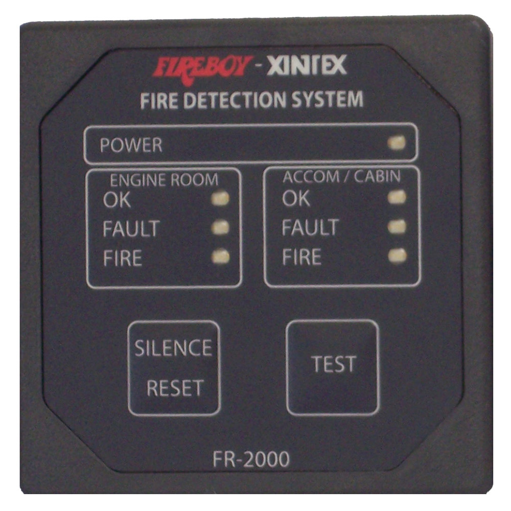 FIREBOY-XINTEX FR-2000-R XINTEX 2 ZONE FIRE DETECTION & ALARM PANEL 2 5/8” SQUARE
