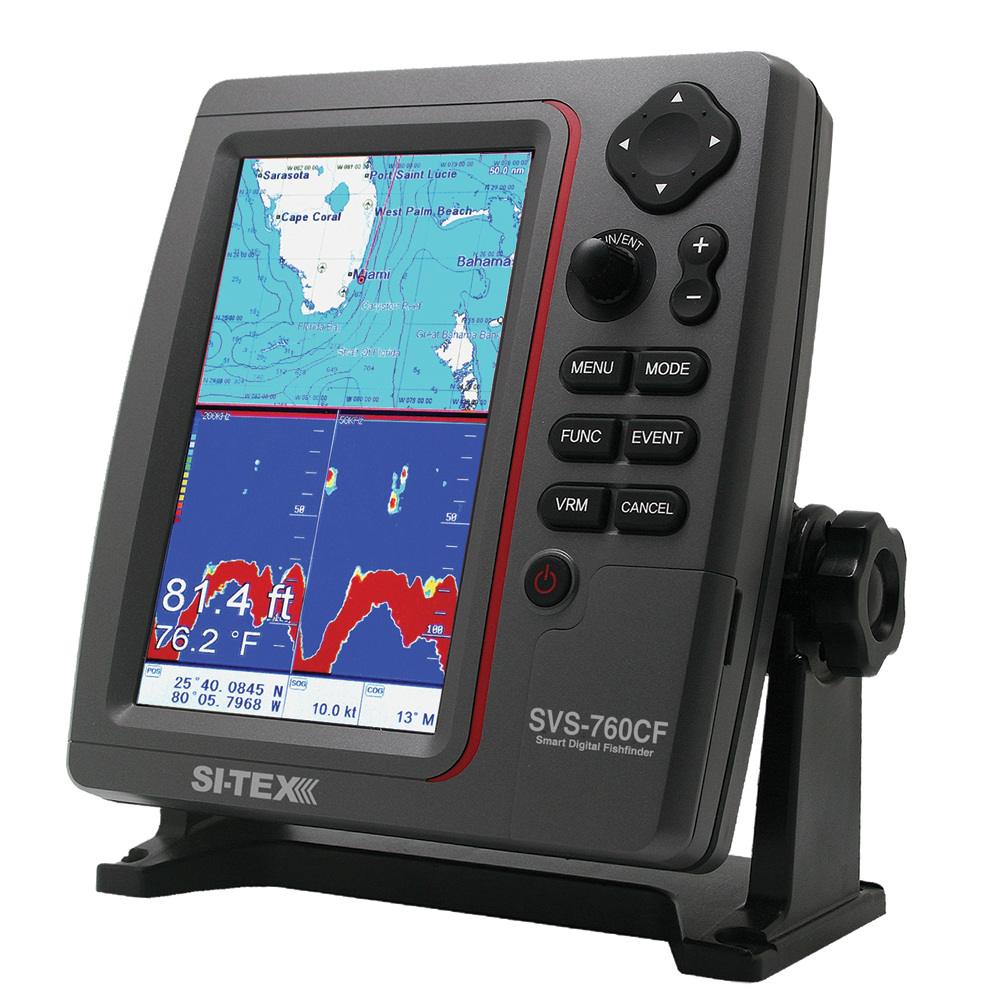 SI-TEX SVS-760CF DUAL FREQUENCY CHARTPLOTTER/SOUNDER WITH NAVIONICS+ FLEXIBLE COVERAGE