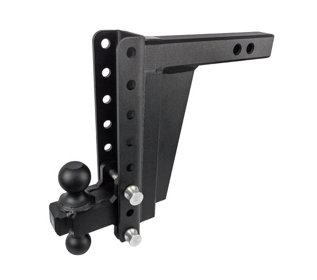 BULLETPROOF ED2512 2.5” Adjustable Extreme Duty (36,000lb Rating) 12” Drop/Rise Trailer Hitch with 2” and 2 5/16” Dual Ball (Black Textured Powder Coat, Solid Steel)