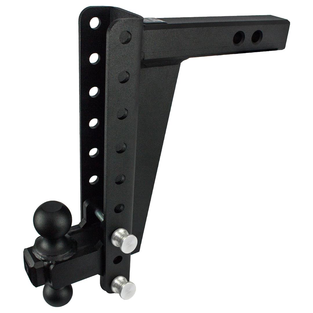 BULLETPROOF HD2012 2.0” Adjustable Heavy Duty (22,000lb Rating) 12” Drop/Rise Trailer Hitch with 2” and 2 5/16” Dual Ball (Black Textured Powder Coat, Solid Steel)