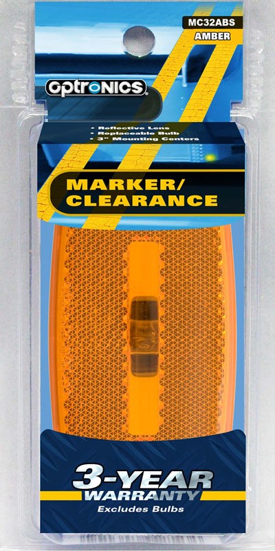 OPTRONICS MC32ABS Surface Mount Marker/Clearance Light with Reflex, Amber