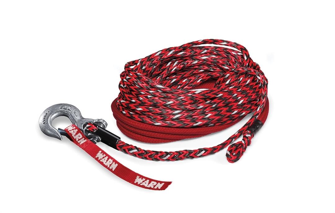 WARN 102560 Spydura Nightline Reflective Synthetic Winch Cable Rope with Swivel Hook End: 3/8” Diameter x 80' Length, 6 Ton (12,000 lb) Capacity