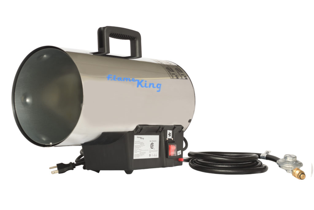 FLAME KING YSNAD018 60,000 BTU Portable Propane Forced Air Heater Outdoor Great for Jobsite, Construction, Garage, Patio, Stainless Steel