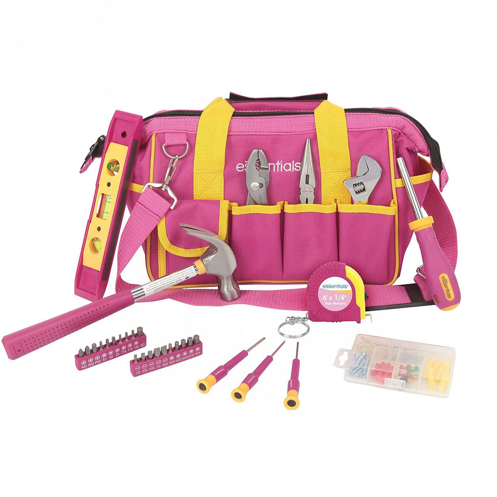 GREATNECK 21043 32-Piece Essentials Around the House Tool Set in Pink Bag