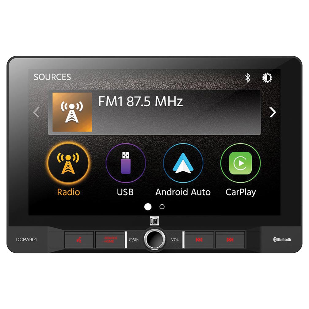 DUAL DCPA901 9” Mechless Digital Media Receiver with Apple CarPlay Android Auto Single din with SwivelTilt