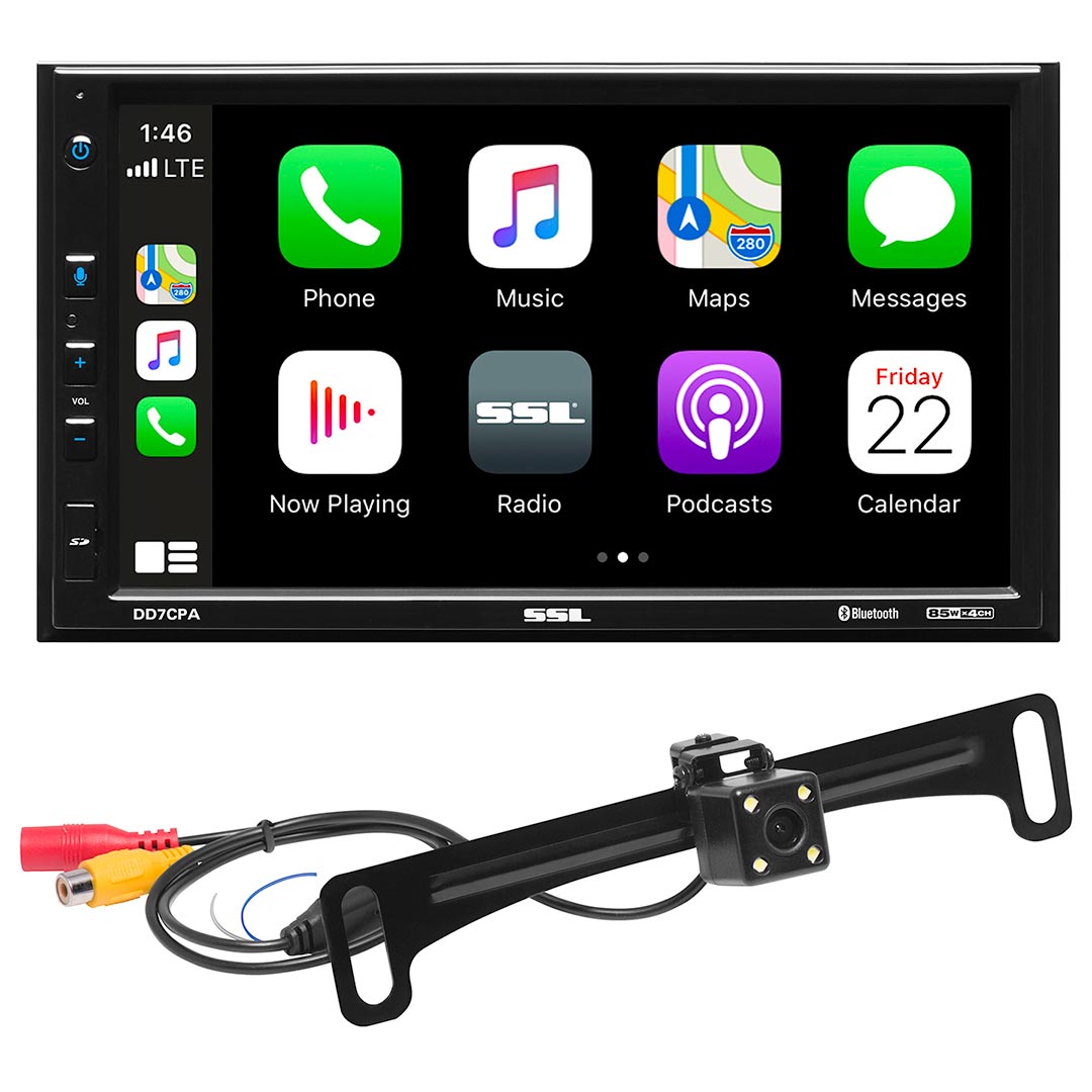 SOUNDSTORM DD7CPA-C Double Din 7” Touchscreen AM/FM/Bluetooth/Carplay with Backup Camera
