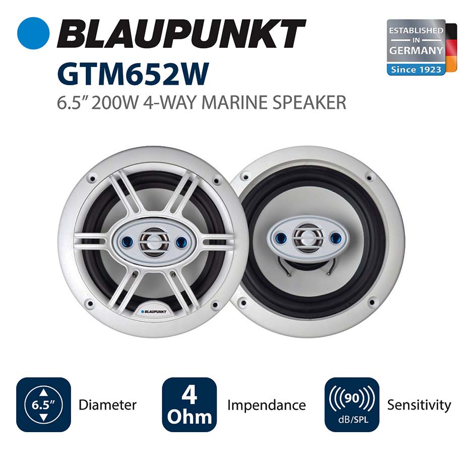 BLAUPUNKT GTM652W 4-Way 6.5” Marine Speakers 200 Watts Max