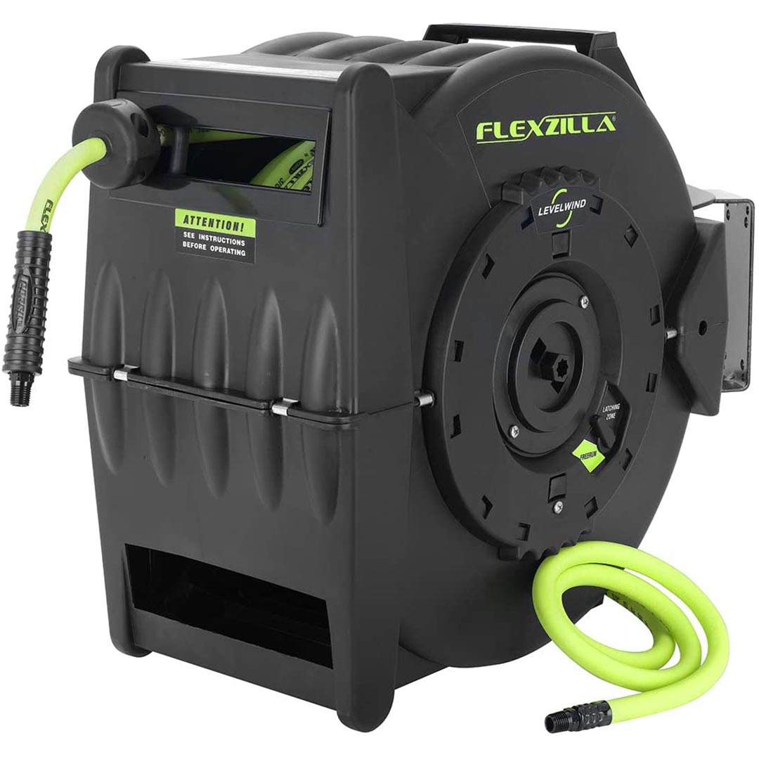 FLEXZILLA L8305FZ Retractable Air Hose Reel with Levelwind Technology 3/8” x 50'