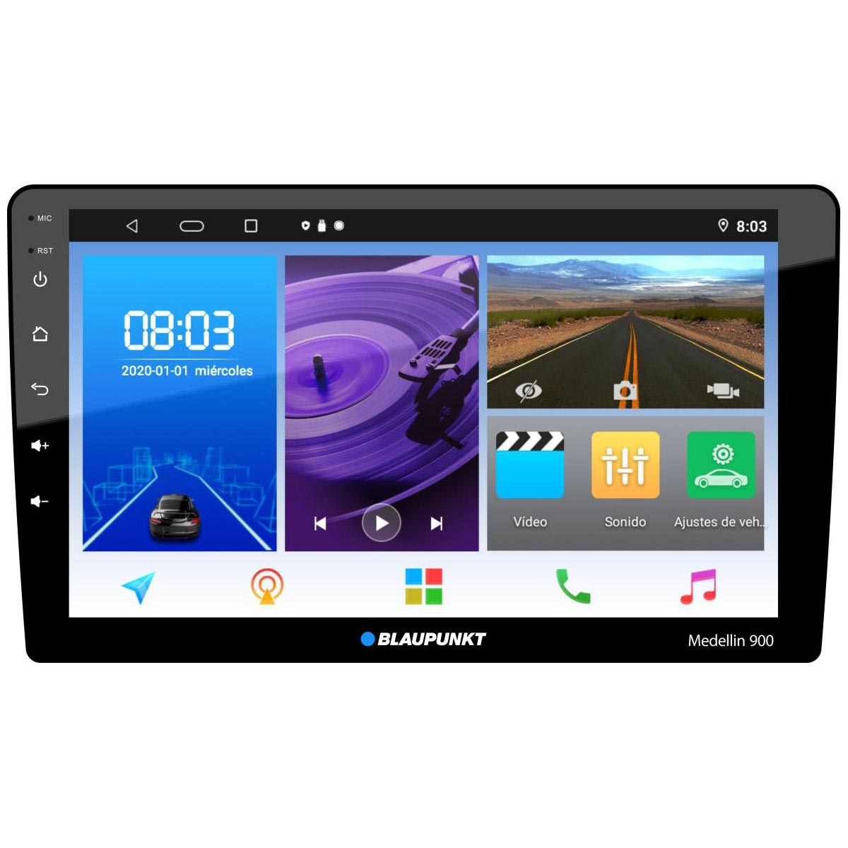 BLAUPUNKT MEDELLIN 900 9” Double DIN MECHLESS Fixed Face Touchscreen Receiver with PhoneLINK Wi-Fi BluetoothUSB