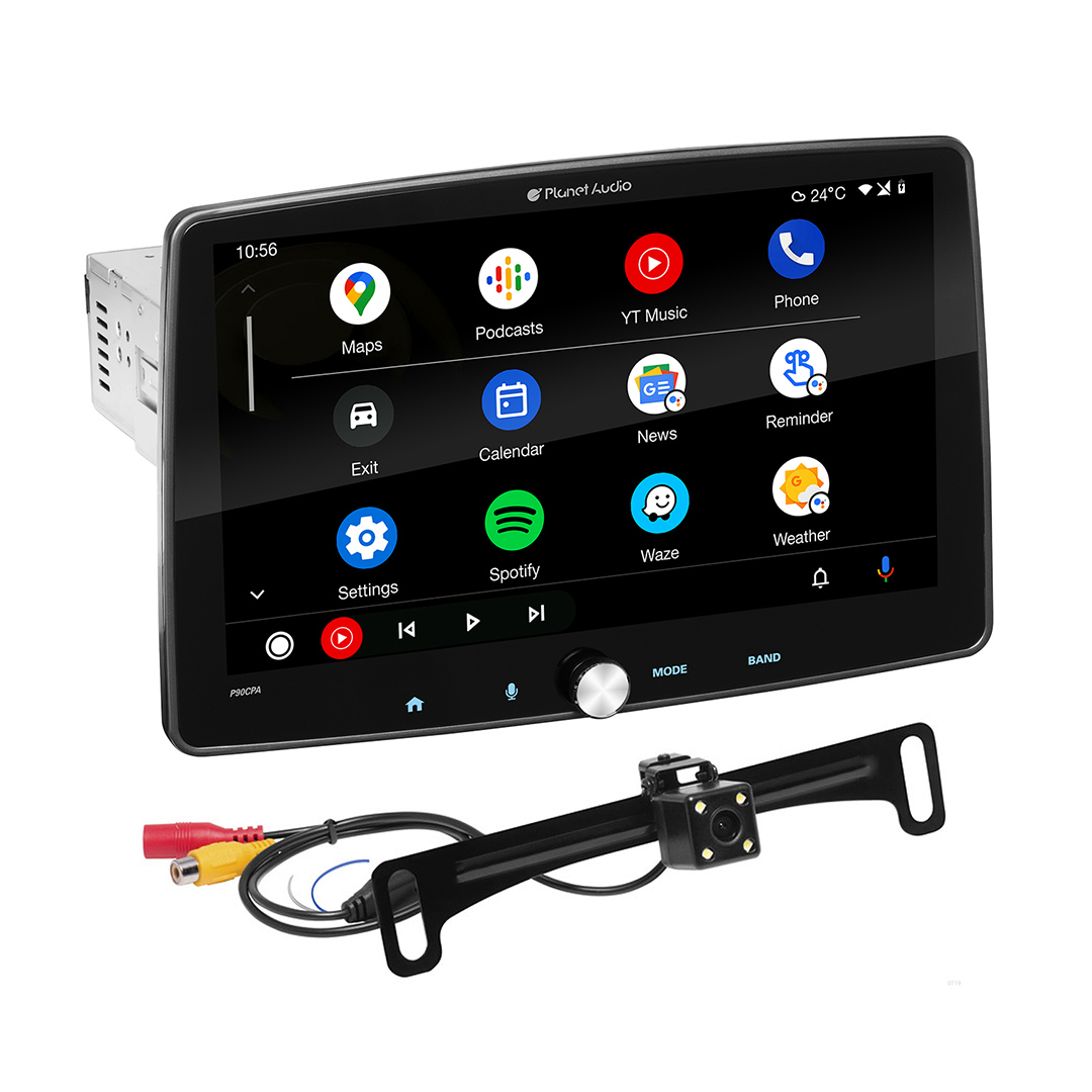 PLANET AUDIO P100CPAC Single Din 10.1” Apple Car Play Android Auto Bluetooth Back up Camera