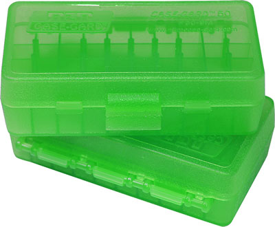 MTM P50-44-16 Ammo Box 50 Round Flip-Top 41 44 45 LC Clear Green