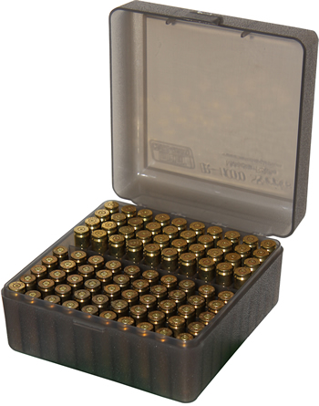 MTM RS-100-41 Ammo Box 100 Round Flip-Top 223 204 Ruger 6x47 Clear Smoke