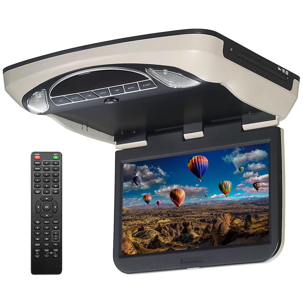AUDIOVOX VXMTG13 Movies to Go by Voxx 13.3” Overhead Monitor w/DVD HDMI Input 3 color trim rings