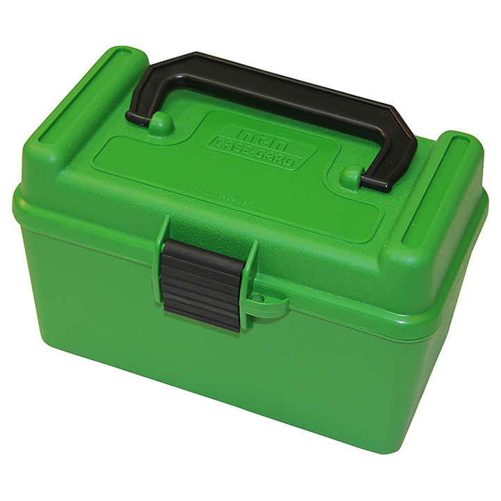 MTM H50RMAG10 Deluxe Ammo Box 50 Round Handle 7mm Rem Mag 300 Win Mag Green