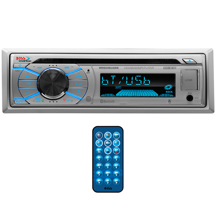 BOSS AUDIO MR508UABS Marine Single Din Receiver Cd/mp3/usb/sd Front Aux Remotesilver