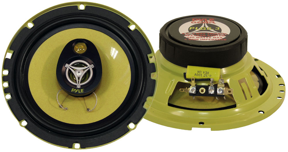 PYLE PLG6.3 Speaker 6.5” 3-way Gear 280watts Yellow Basket/cone (Pair)