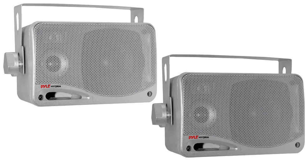 PYLE PLMR24S 3.5” 3-way Mini Box Speaker System Silver