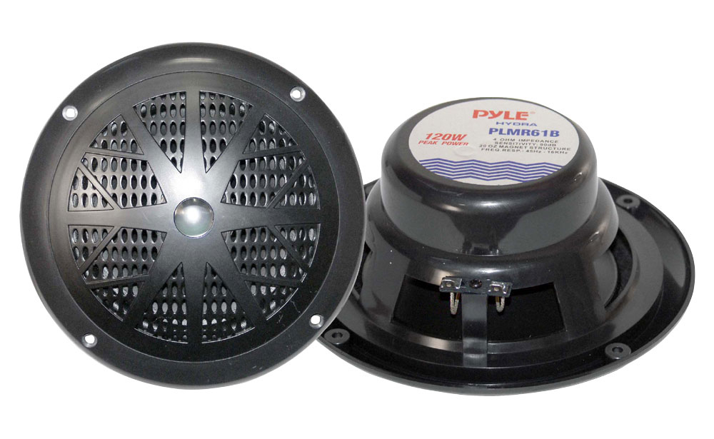 PYLE PLMR61B 6.5” Black Waterproof Marine Speaker