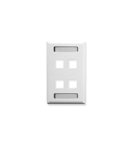ICC IC107S04-WH FACEPLATE, ID, 1-GANG, 4-PORT, WHITE
