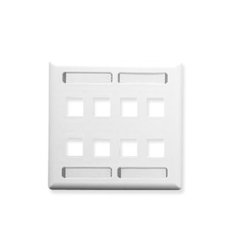 ICC IC107SD8WH FACEPLATE, ID, 2-GANG, 8-PORT, WHITE