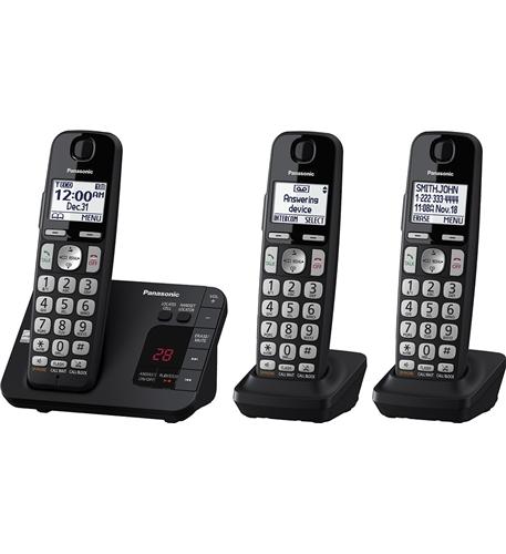panasonic kx-tge433b expandable dect cordless phone 3 hs