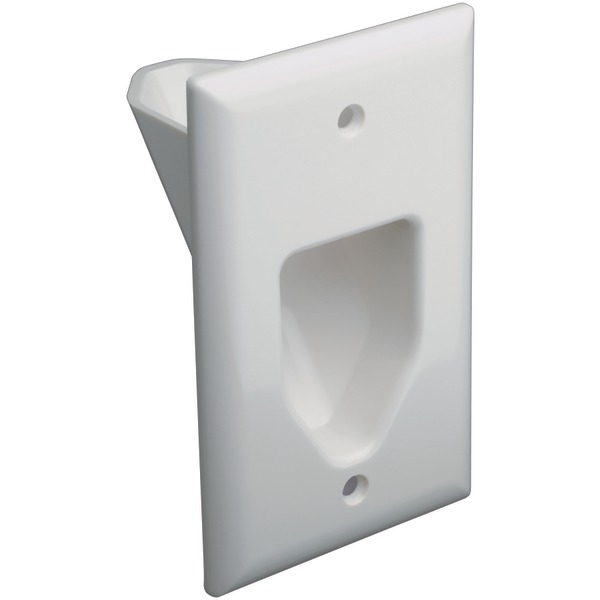 DATACOMM 45-0001-WH 1-Gang Recessed Cable Plate (White)