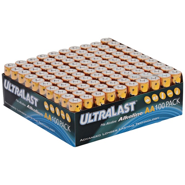 ULTRALAST ULA100AAB Alkaline AA Batteries, 100 pk