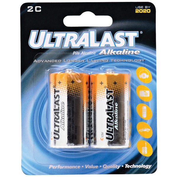 ULTRALAST ULA2C C Alkaline Batteries, 2 pk