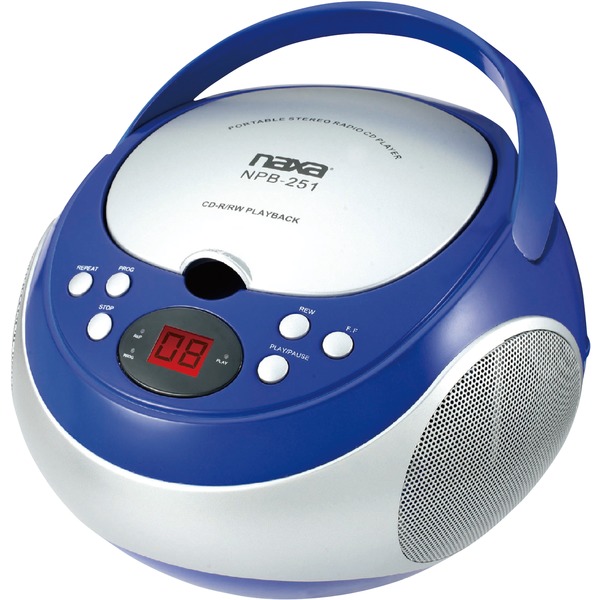 NAXA NPB251BL Portable CD Player with AM/FM Radio (Blue)